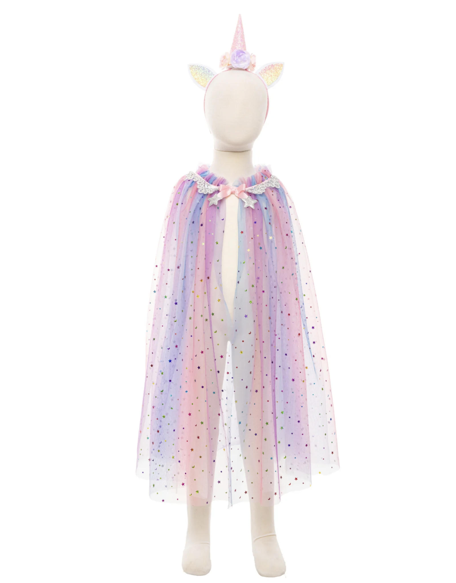 Great Pretenders Rainbow Unicorn Cape & Headband, Size 4/6