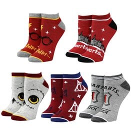 Bioworld Harry Potter Hogwarts Themed Womens 5 Pack Ankle Socks