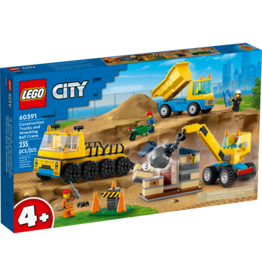 Lego Construction Trucks and Wrecking Ball Crane