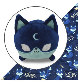 TeeTurtle Tote Bag with Plushie: (Dark Blue Moon Foxes + Dark Blue Moon Fox)