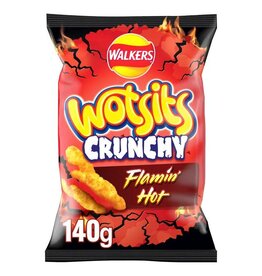 Walkers Wotsits Crunchy Flamin' Hot Snacks 140g (British)