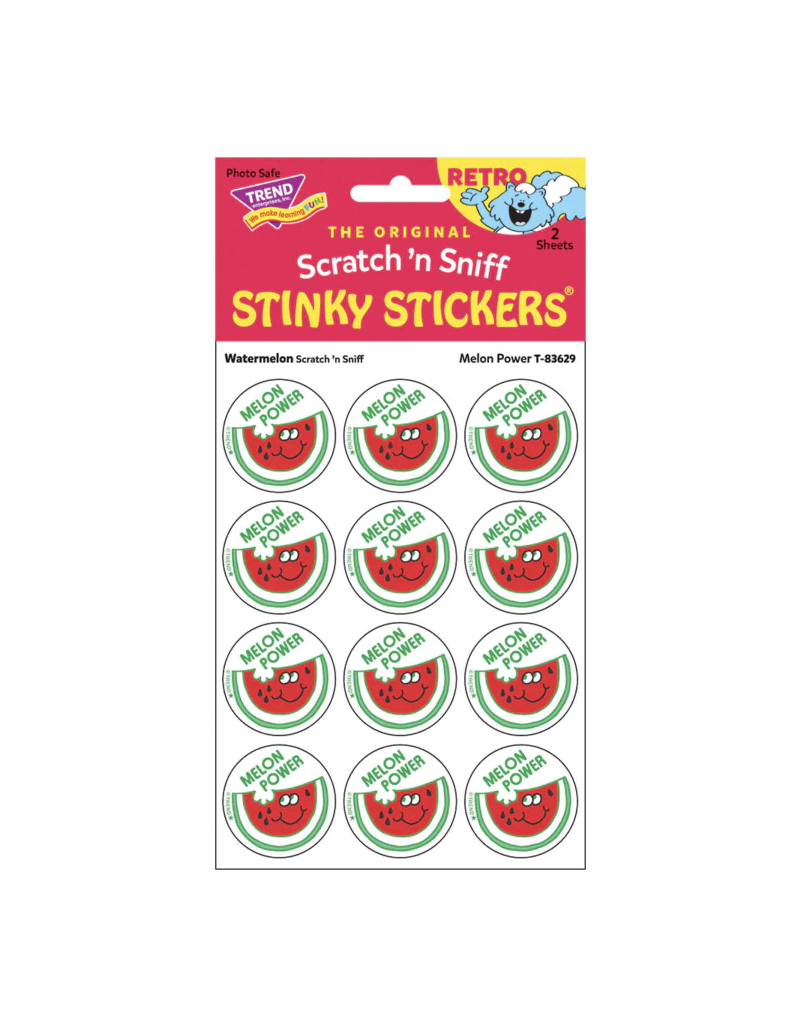 Trend Enterprise Melon Power - Watermelon Scent Retro Scratch 'n Sniff Stinky Stickers