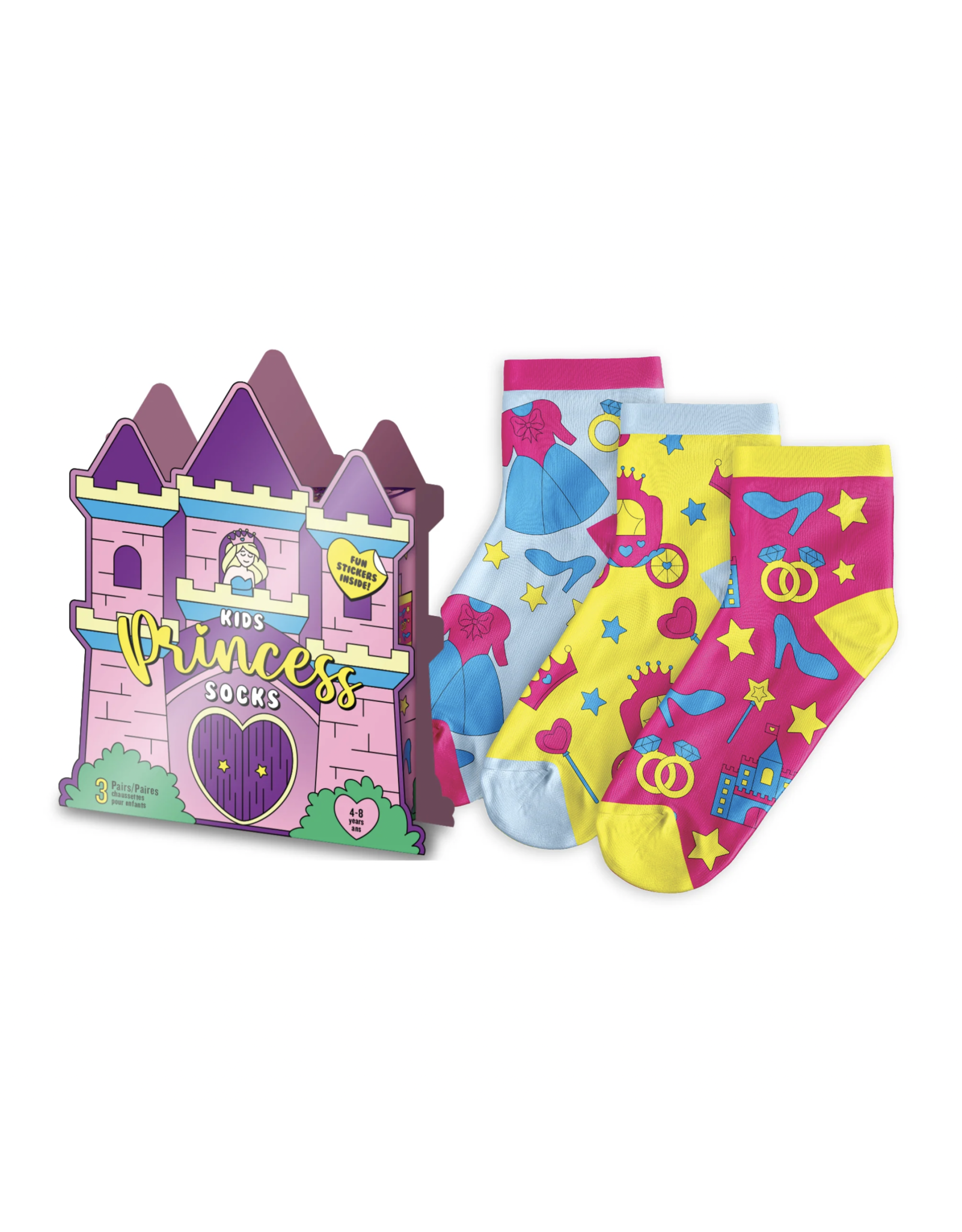 Main & Local Kids' 3 Pack Princess Socks
