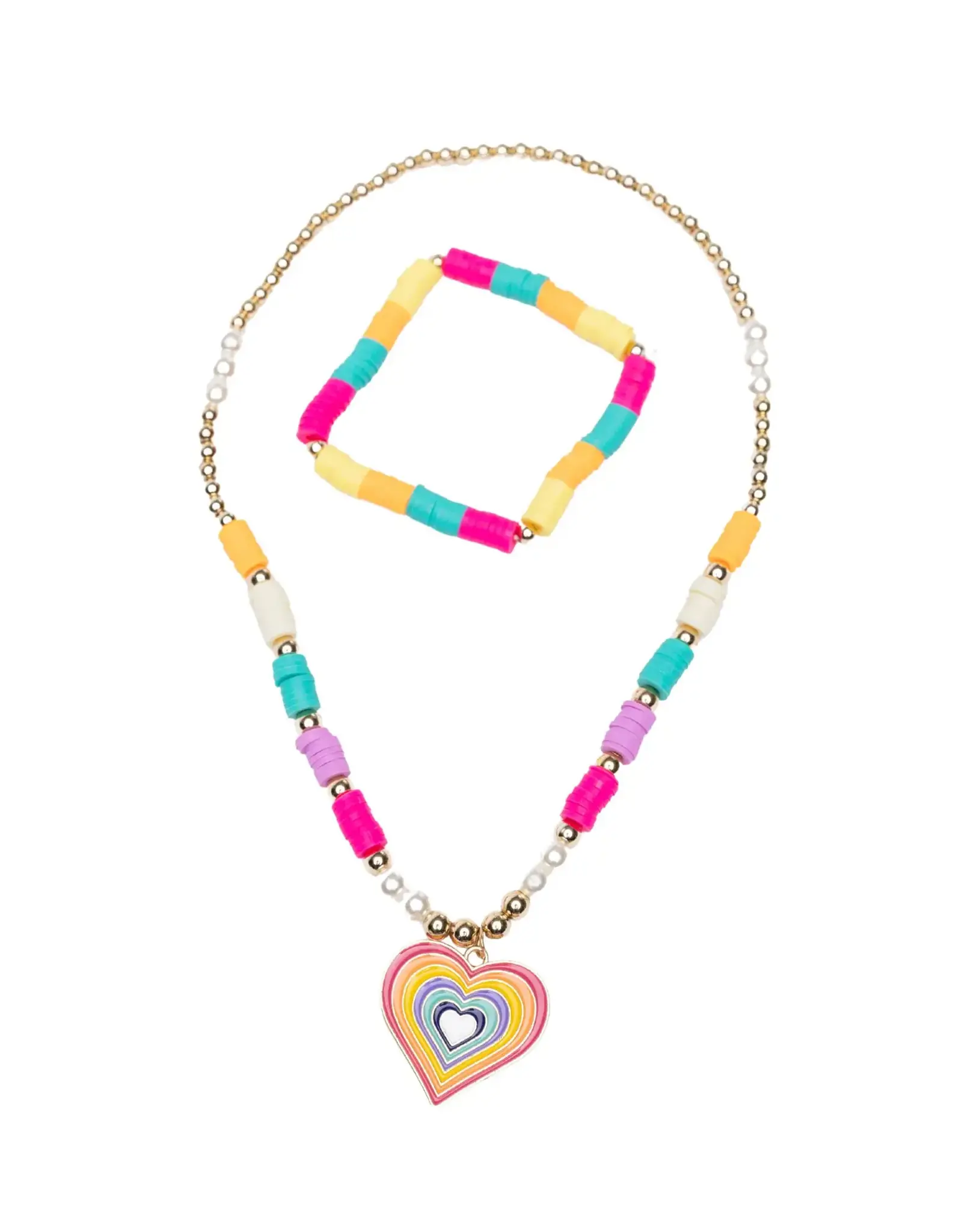 Great Pretenders Rainbow Love Necklace Bracelet Set