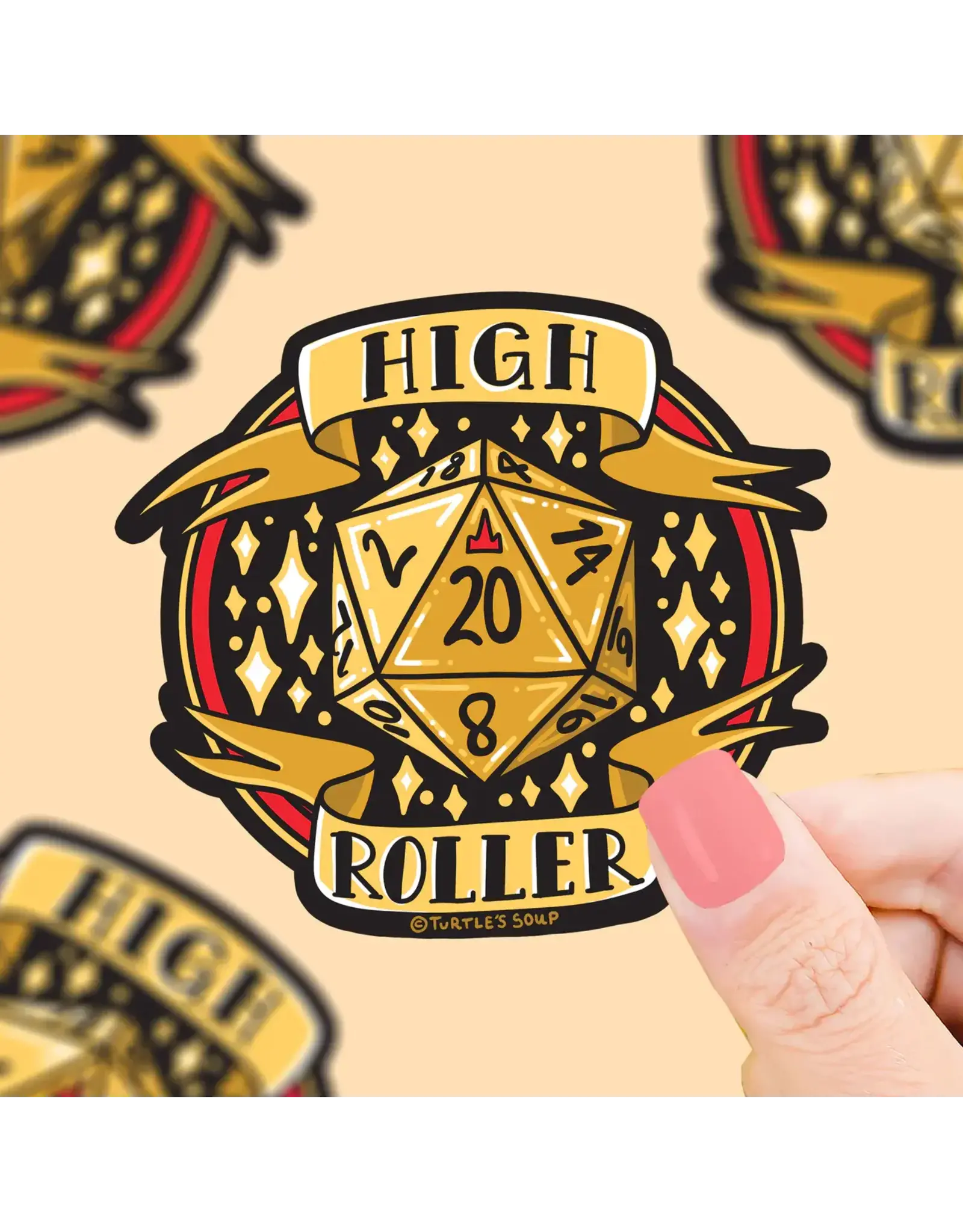 Turtle's Soup High Roller D20 Dice Polyhedron Tabletop Gaming Vinyl Sticker