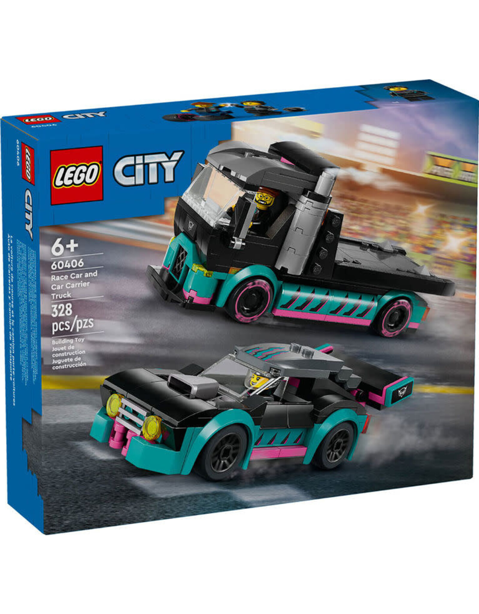 Lego Race Car and Car Carrier Truck