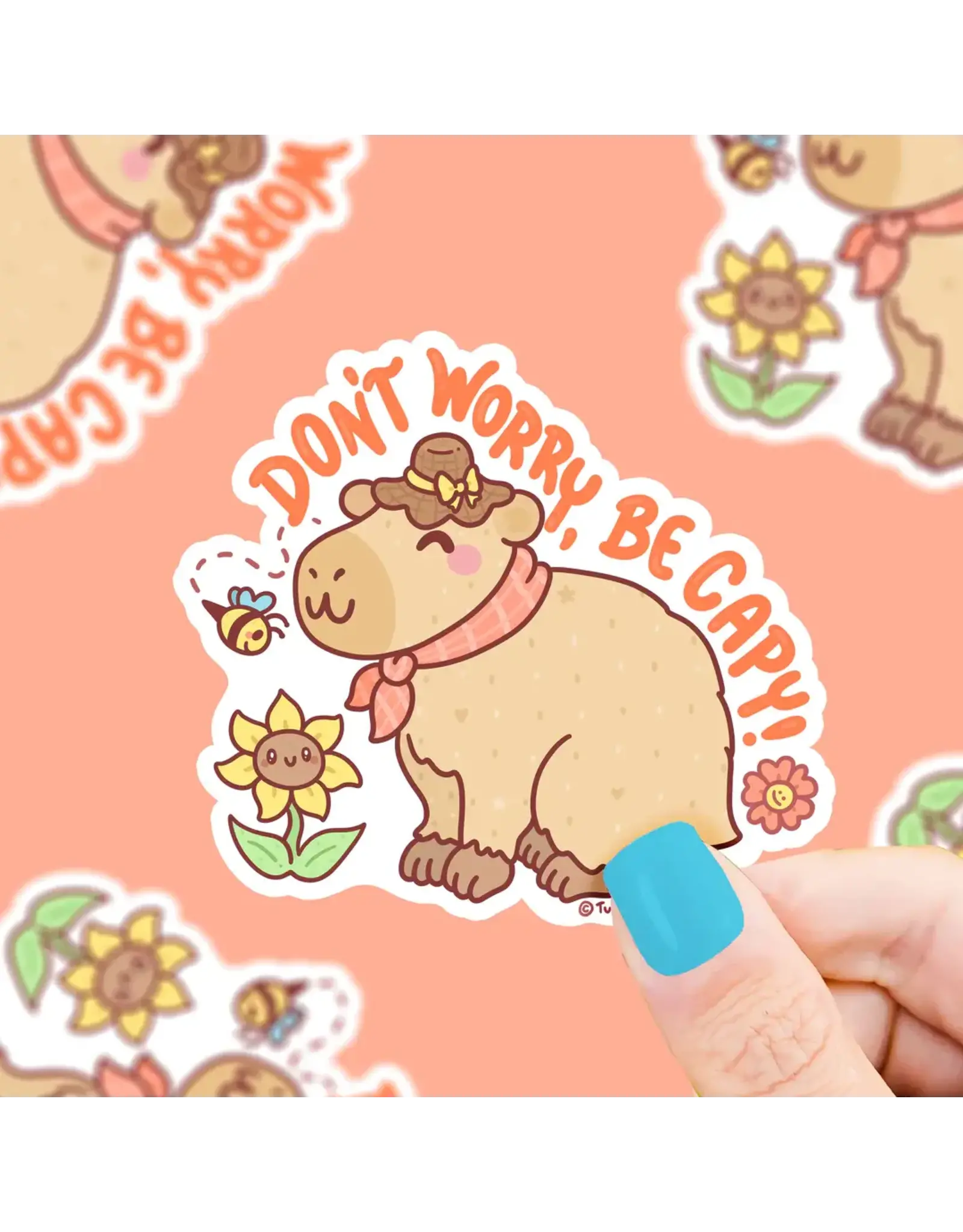 Turtle's Soup Don't Worry, Be Capy Capybara Vinyl Sticker