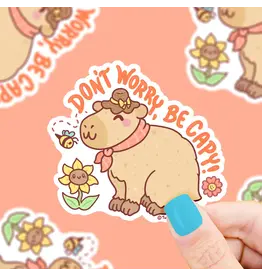 Turtle's Soup Don't Worry, Be Capy Capybara Vinyl Sticker