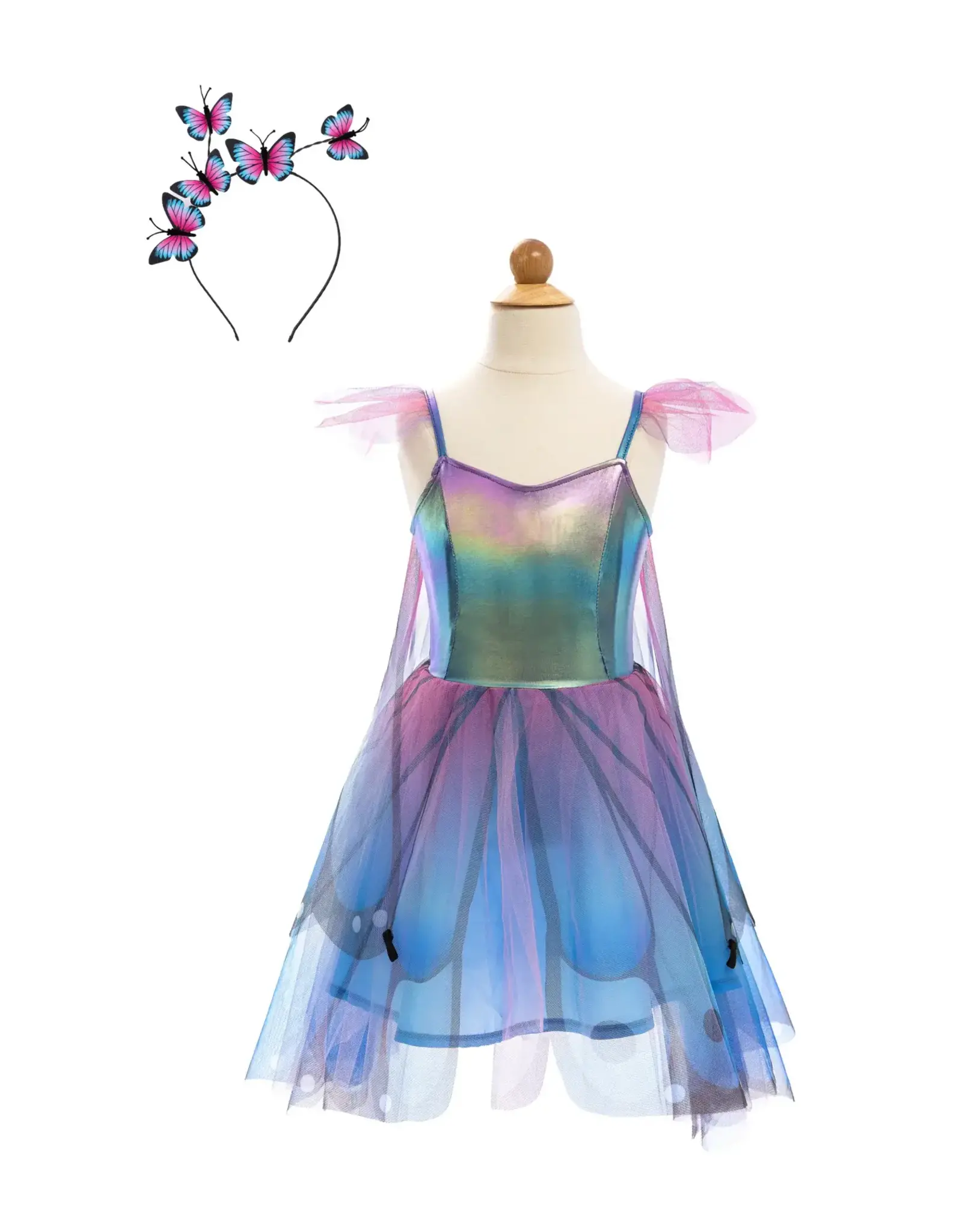 Great Pretenders Blue Butterfly Twirl Dress with Wings & Headband, Size 5/6