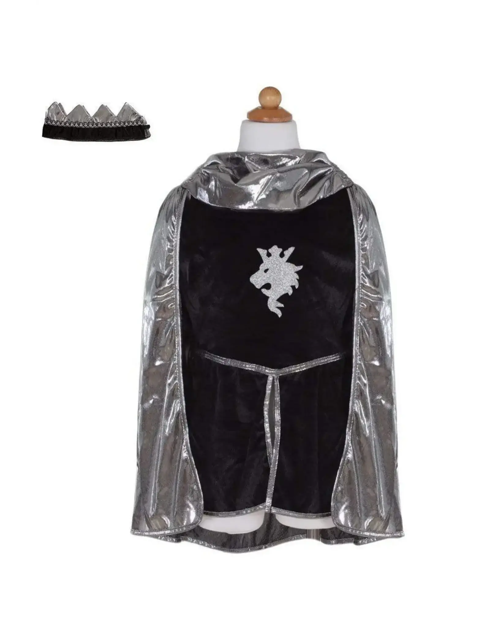 Great Pretenders Silver Knight Set with Tunic, Cape and Crown, Size 5/6