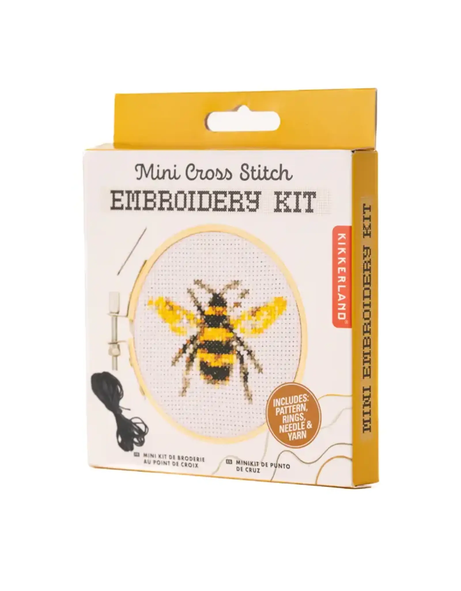 Kikkerland Bee Mini Cross Stitch Embroidery Kit