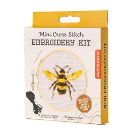 Kikkerland Bee Mini Cross Stitch Embroidery Kit