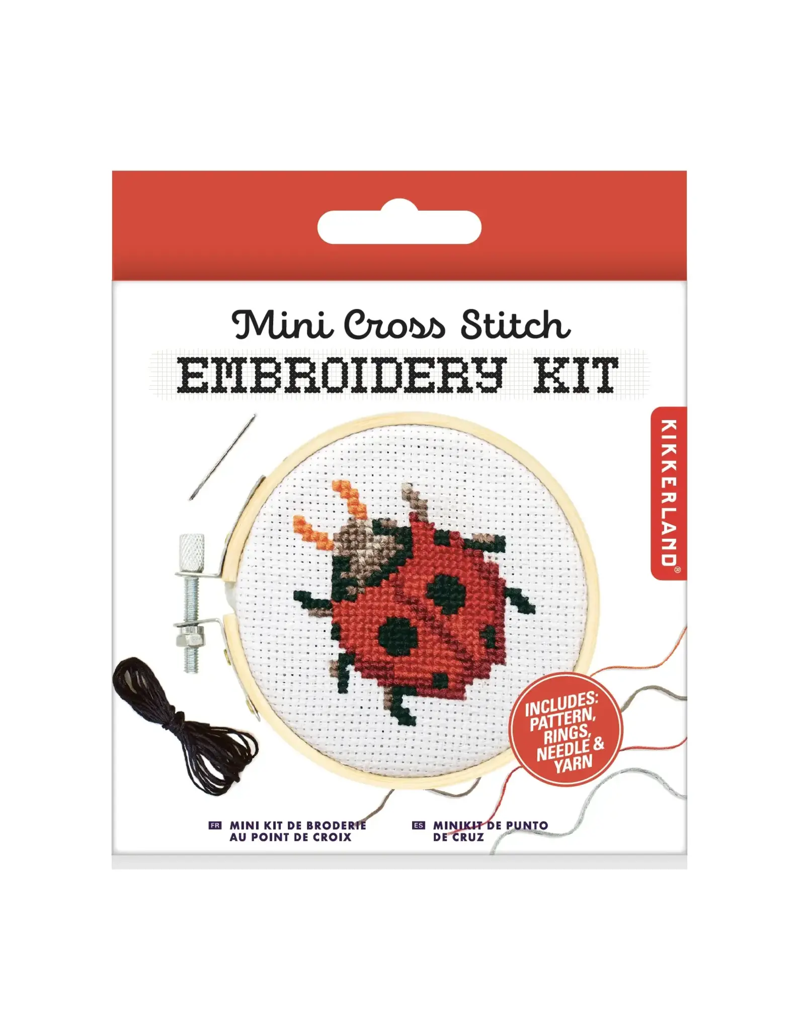 Kikkerland Ladybug Mini Cross Stitch Embroidery Kit