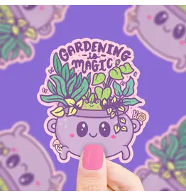 Turtle's Soup Gardening Is Magic Witchy Plant Cauldron Vinyl Sticker