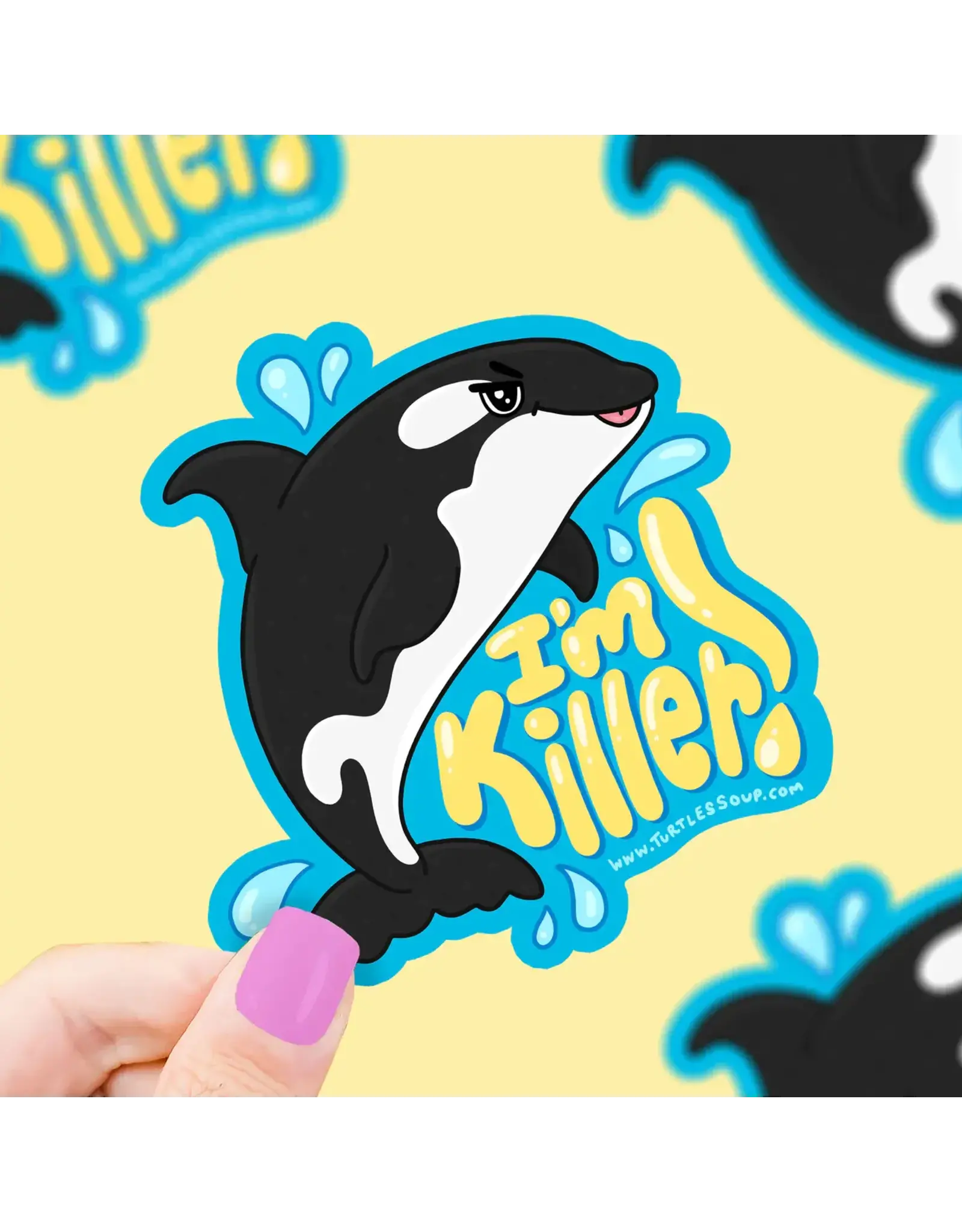 Turtle's Soup I'm Killer (Whale) Funny Animal Pun Vinyl Sticker