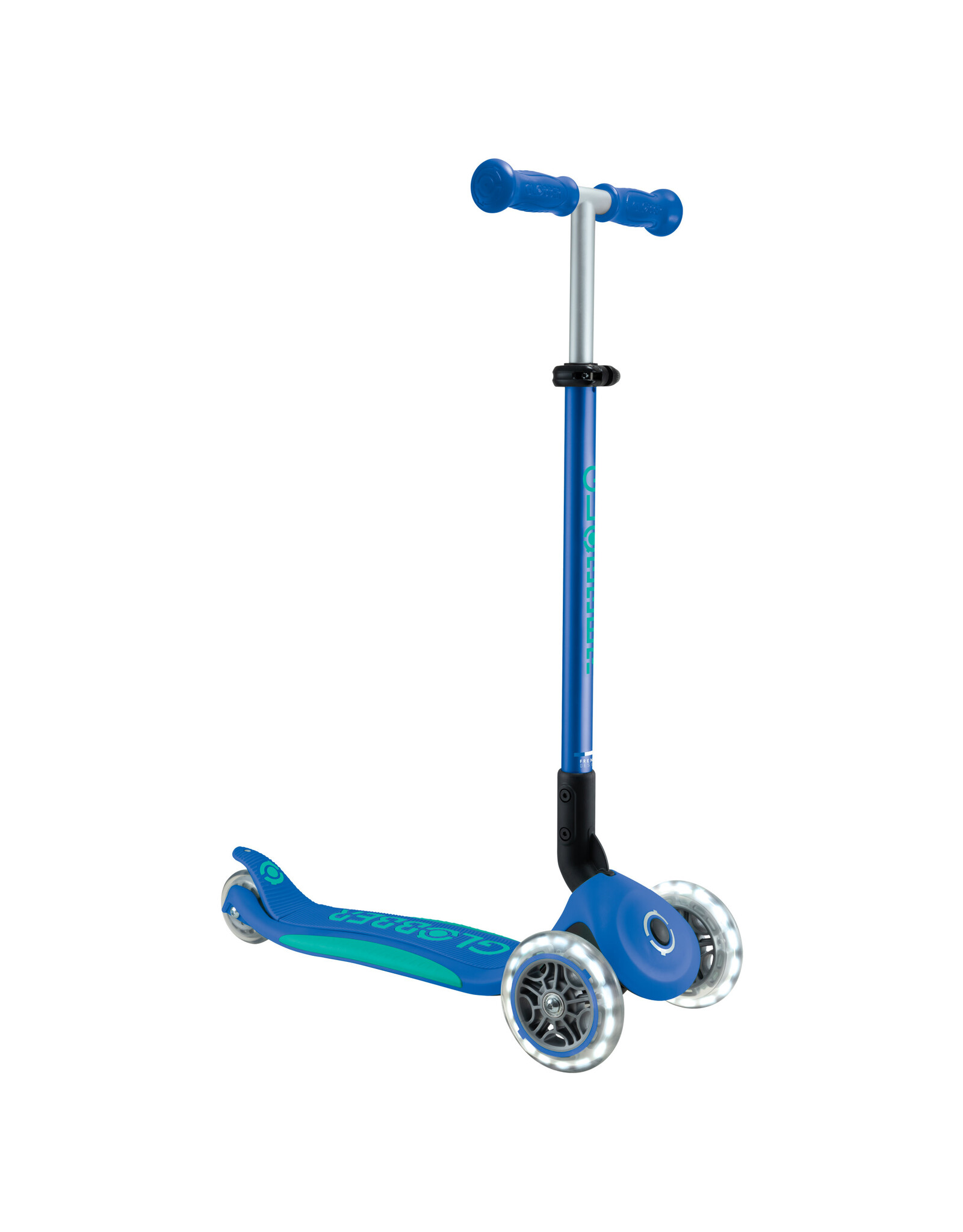 Globber Scooters & Bikes Globber Primo Foldable with Lights - Navy Blue/Emerald Green