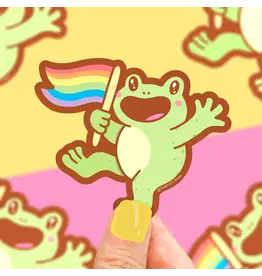 Turtle's Soup Pride Flag Frog Vinyl Sticker