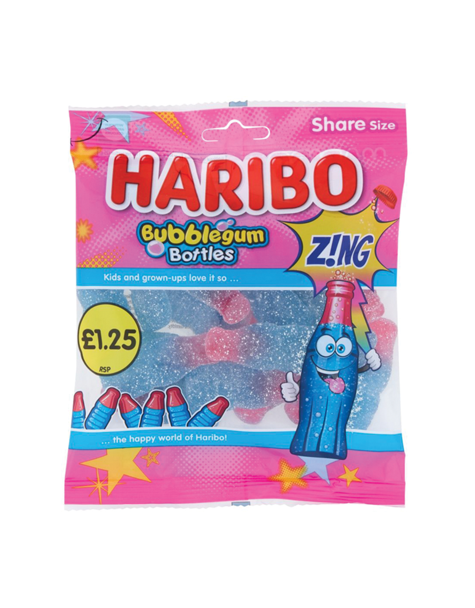 Haribo Haribo Sour Bubblegum Bottles Zing (British)