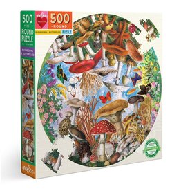 eeBoo Mushrooms and Butterflies 500pc Round Puzzle