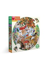 eeBoo Mushrooms and Butterflies 500pc Round Puzzle