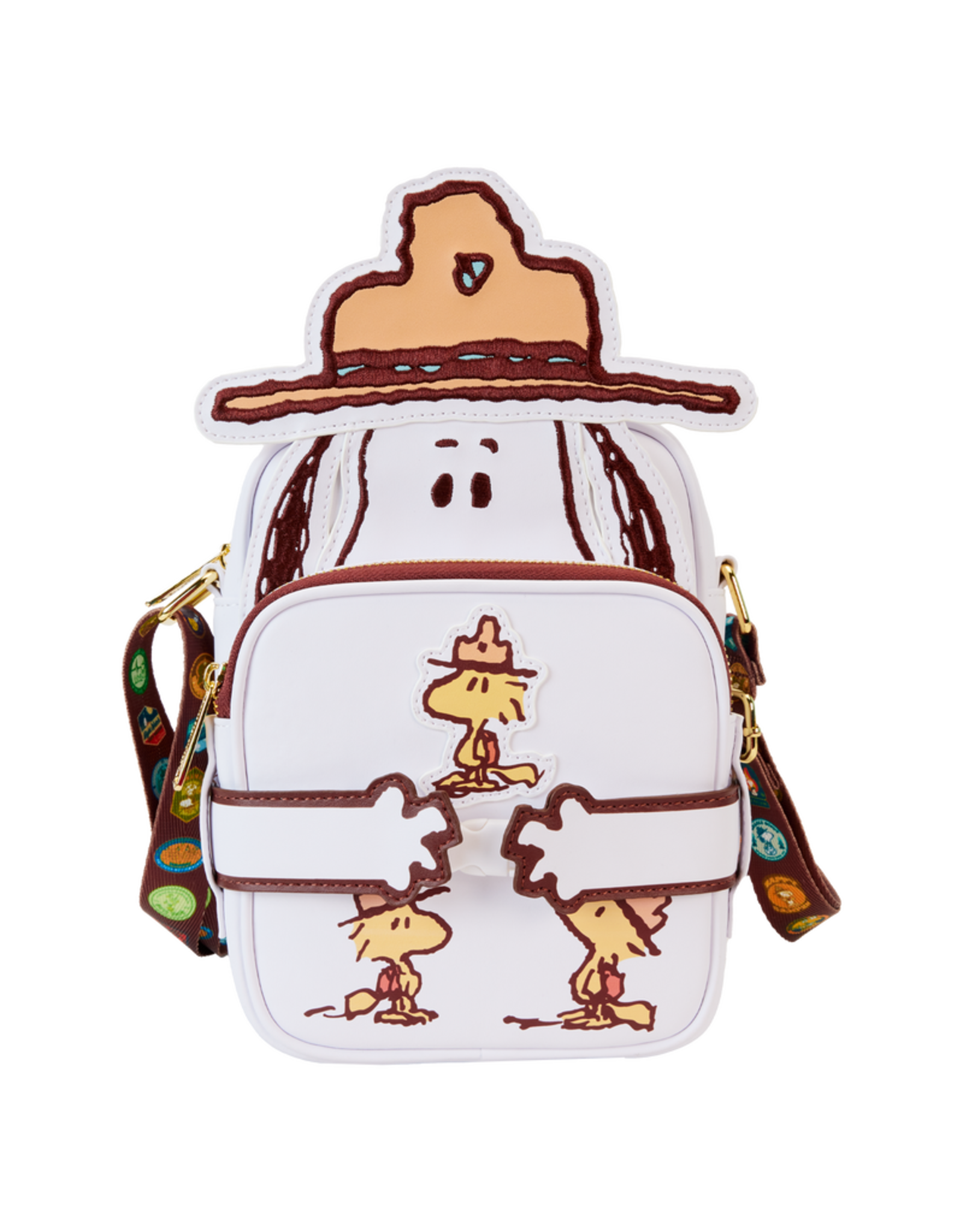 Loungefly Peanuts 50th Anniversary Snoopy's Beagle Scouts Crossbuddies Cosplay Crossbody Bag with Coin Bag