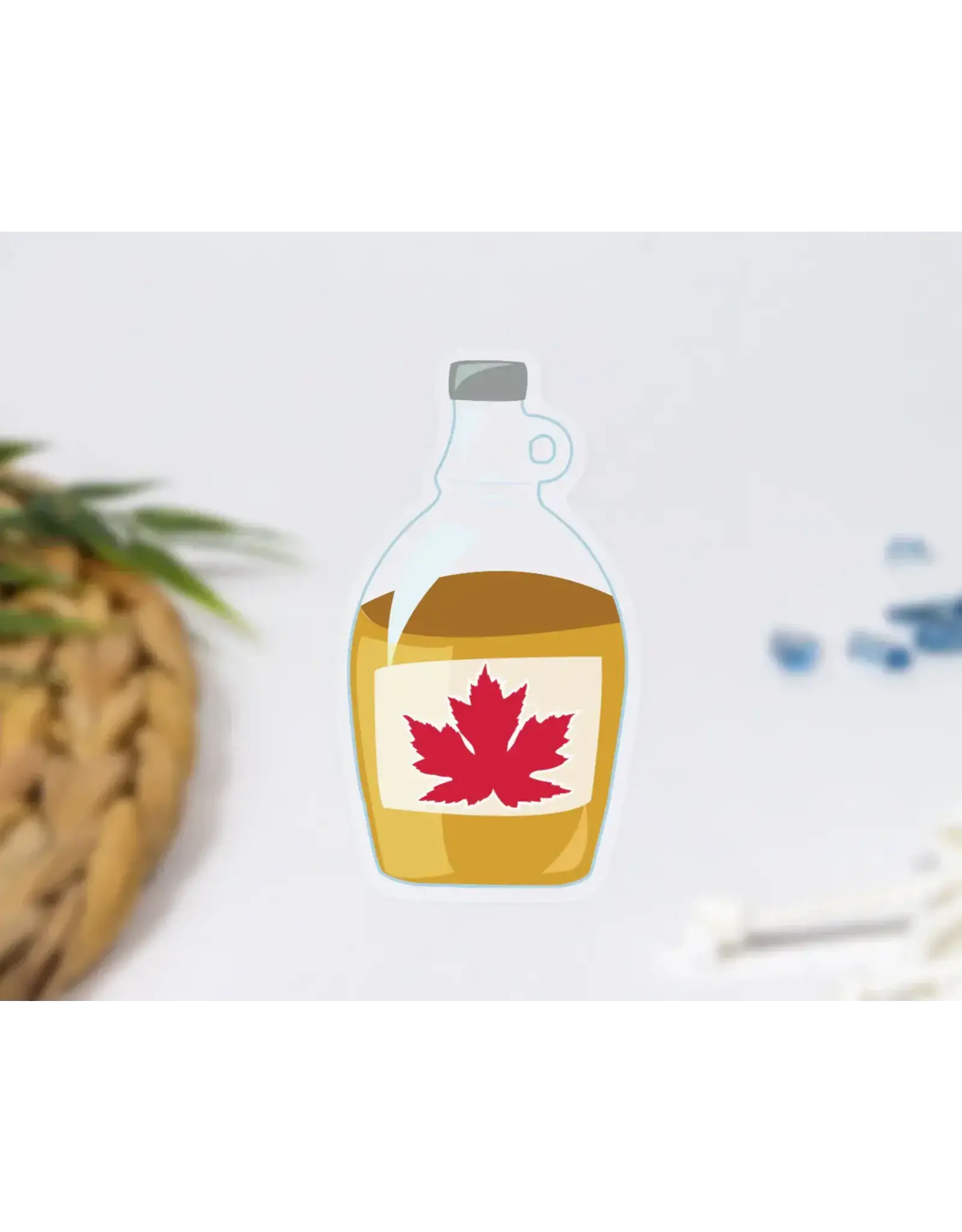 Clear Maple Syrup Bottle Sticker Canada 1.68" x 3"