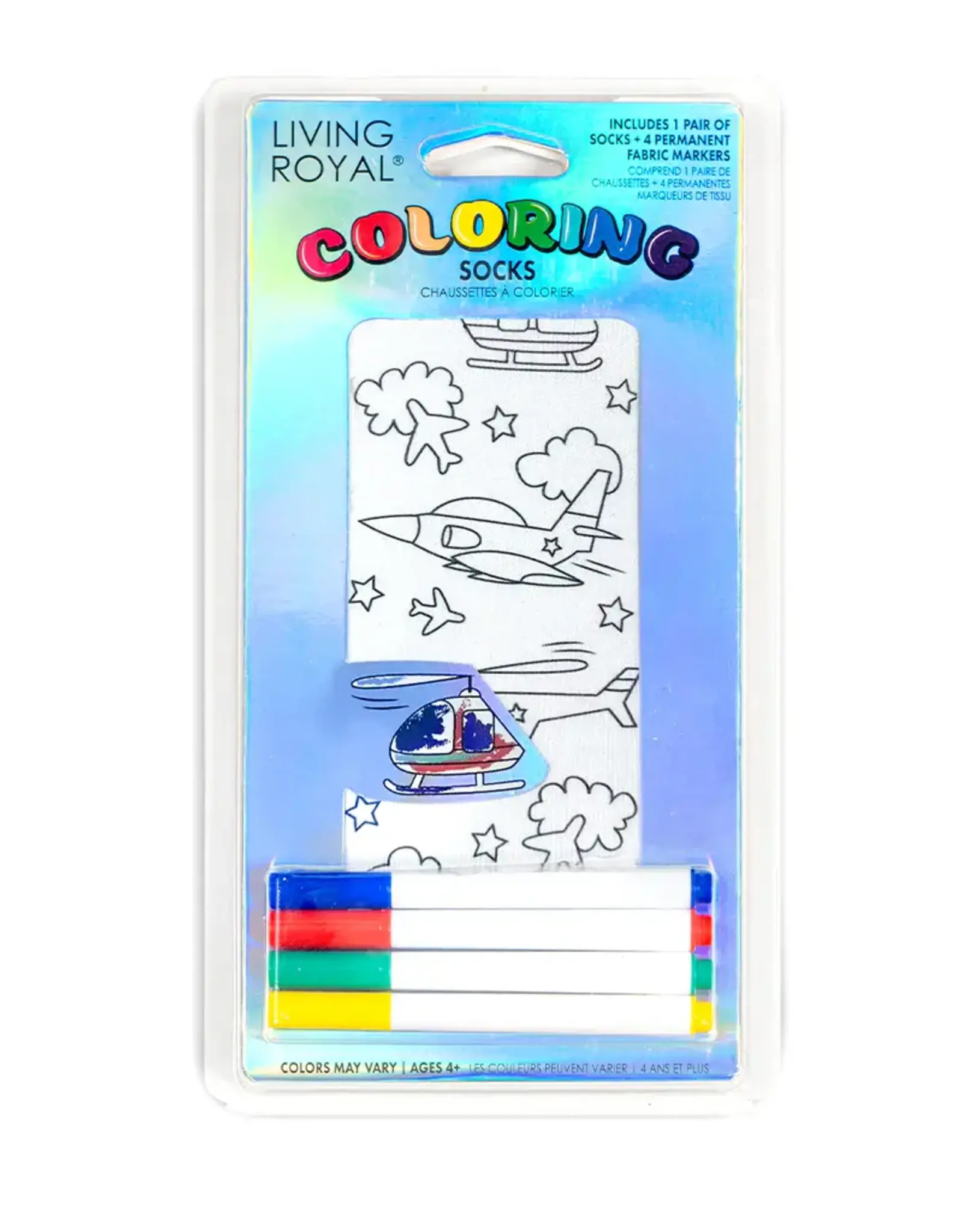 Living Royal Airplane Colouring Socks