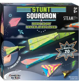 Creativity For Kids Stunt Squadron Neon Glow Paper Airplanes