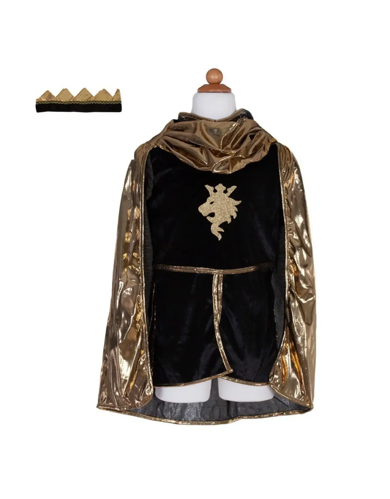 Great Pretenders Gold Knight Set with Tunic, Cape and Crown, Size 5/6