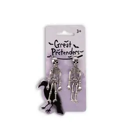 Great Pretenders Spooky Scary Skeleton Clip On Earrings