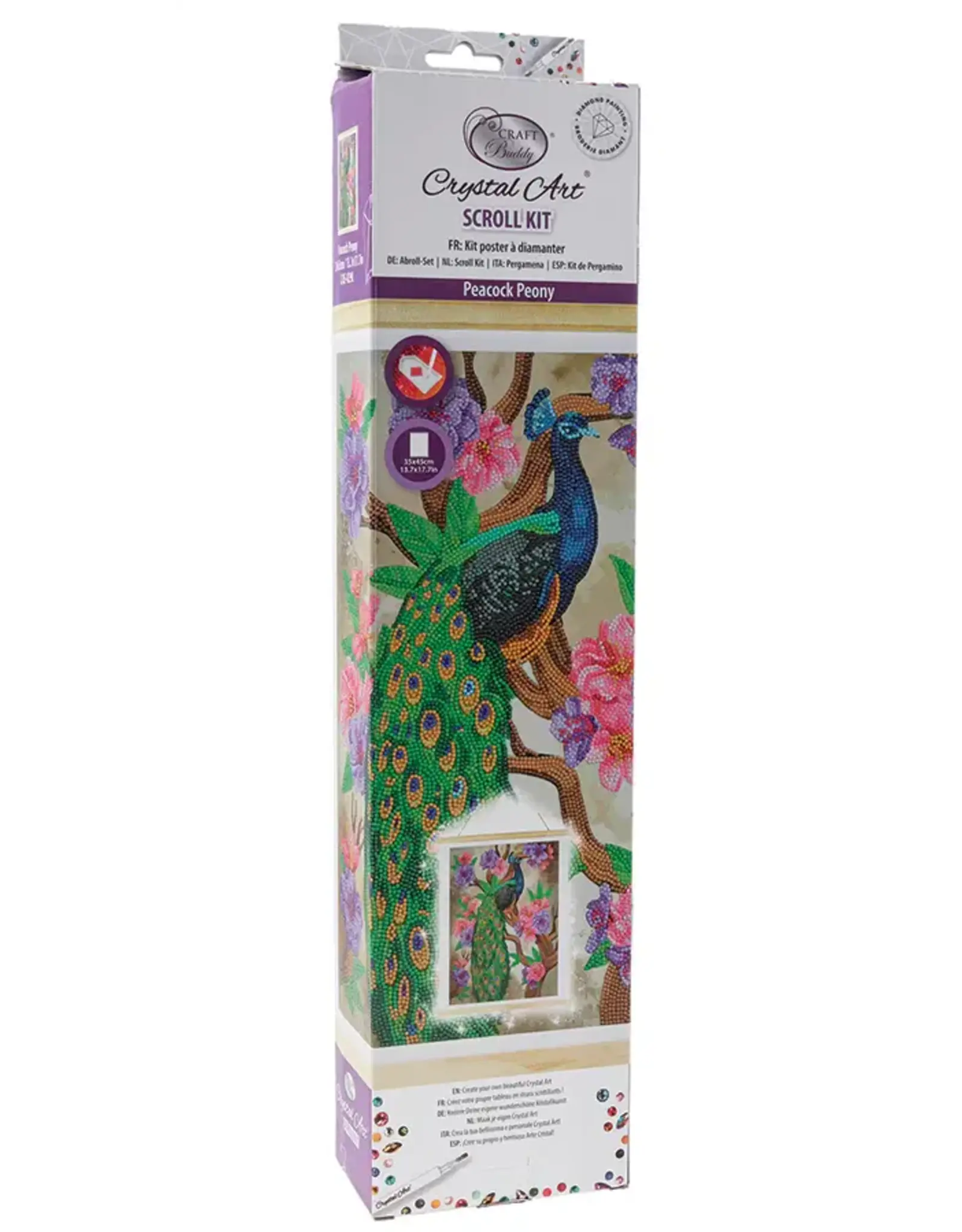 D.I.Y Crystal Art Kit Crystal Art Scroll Kit: Peacock Peony