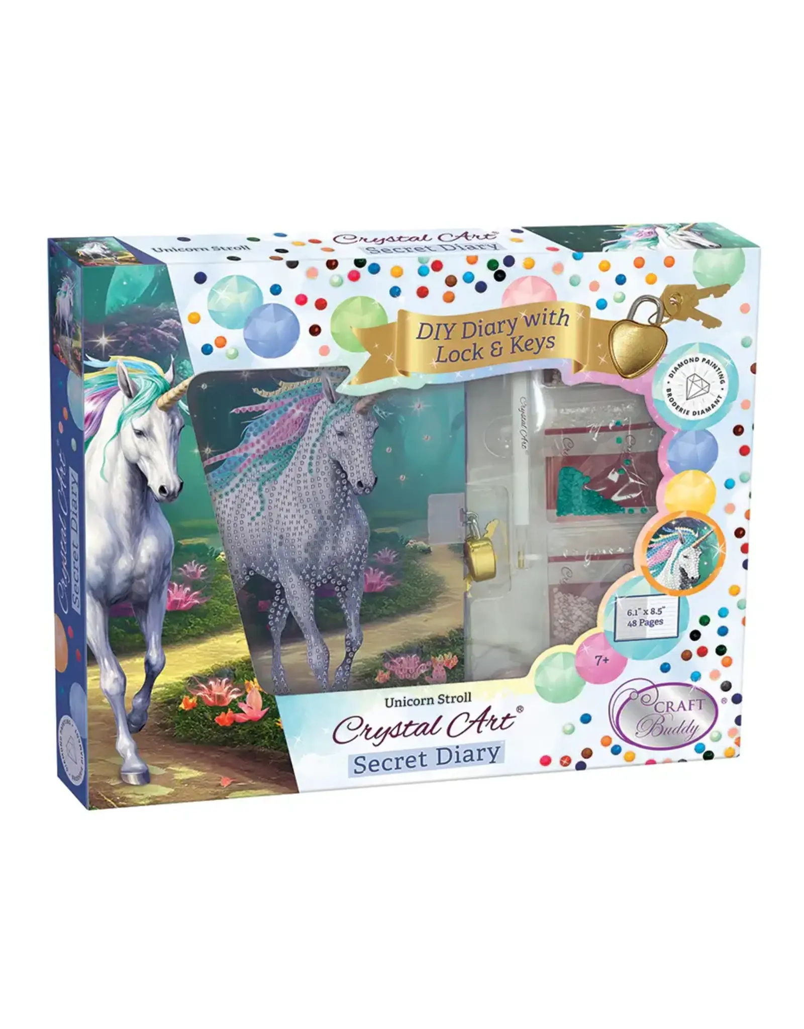 D.I.Y Crystal Art Kit Crystal Art Secret Diary Kit: Unicorn Stroll