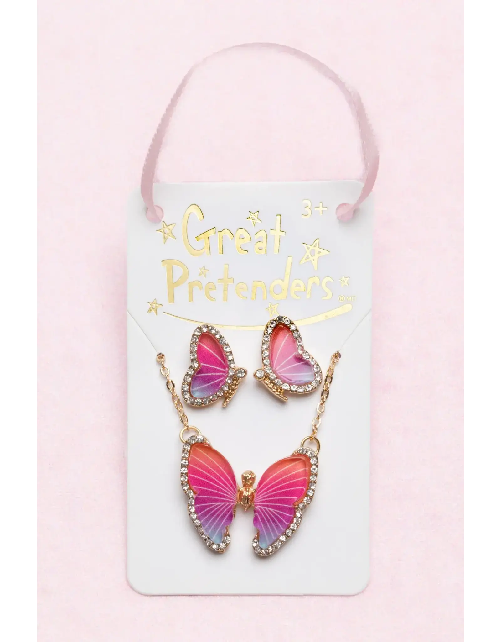 Great Pretenders Boutique Butterfly Necklace & Studded Earring Set