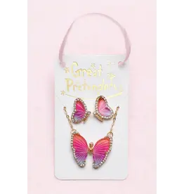 Great Pretenders Boutique Butterfly Necklace & Studded Earring Set