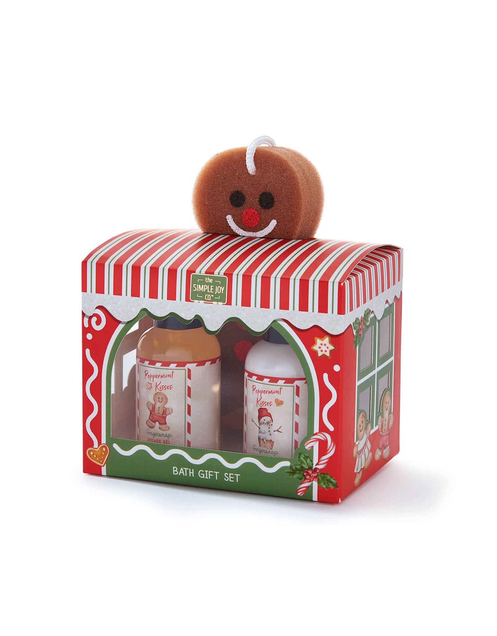 GiftCraft Gingersnap Scented Shower Gel, Body Lotion & Mesh Sponge Gift Set