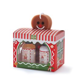 GiftCraft Gingersnap Scented Shower Gel, Body Lotion & Mesh Sponge Gift Set