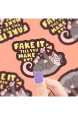 Turtle's Soup Fake it Til You Make it Opossum Vinyl Sticker