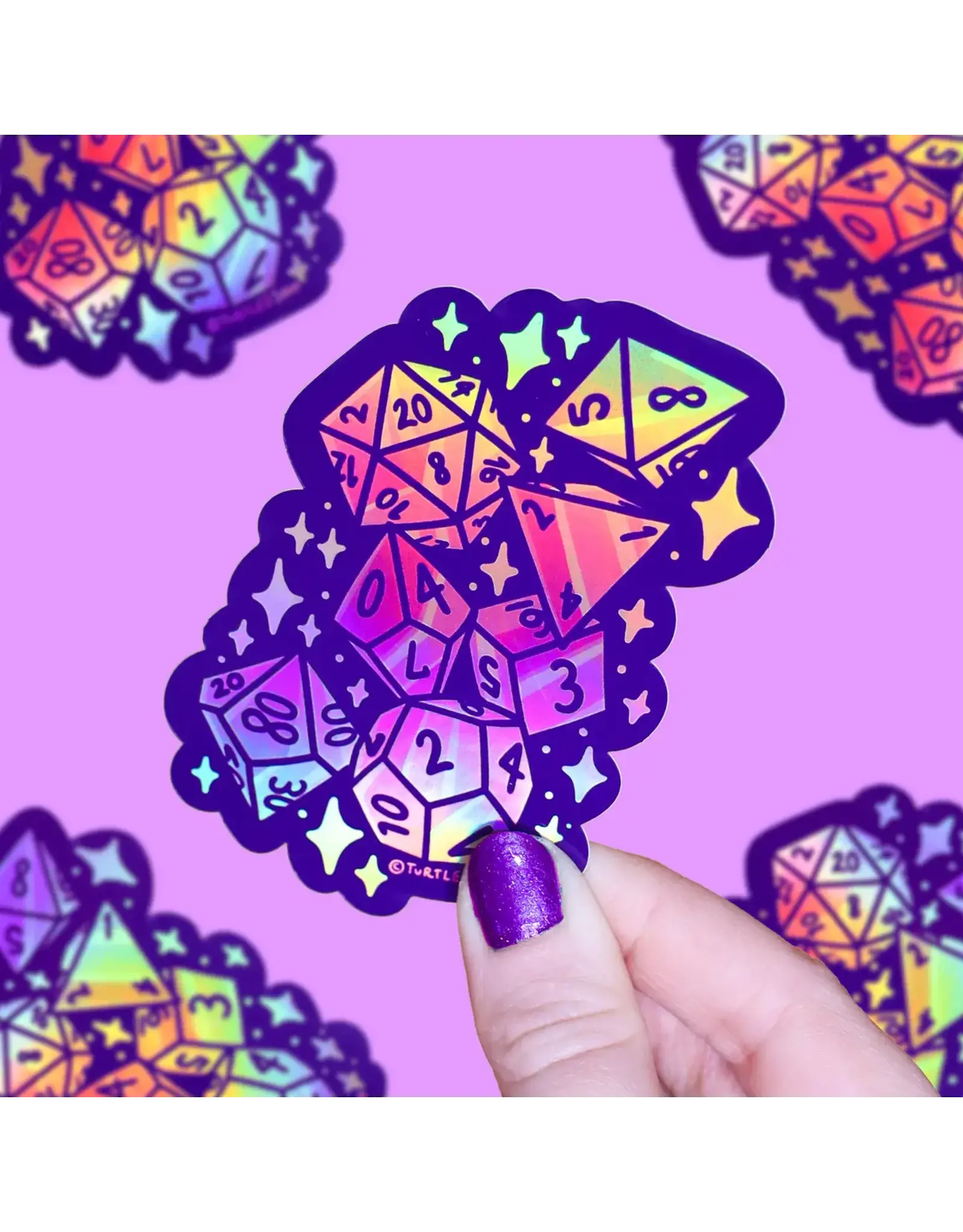 Turtle's Soup D20 D&D Board Game Dice Holographic Vinyl Sticker
