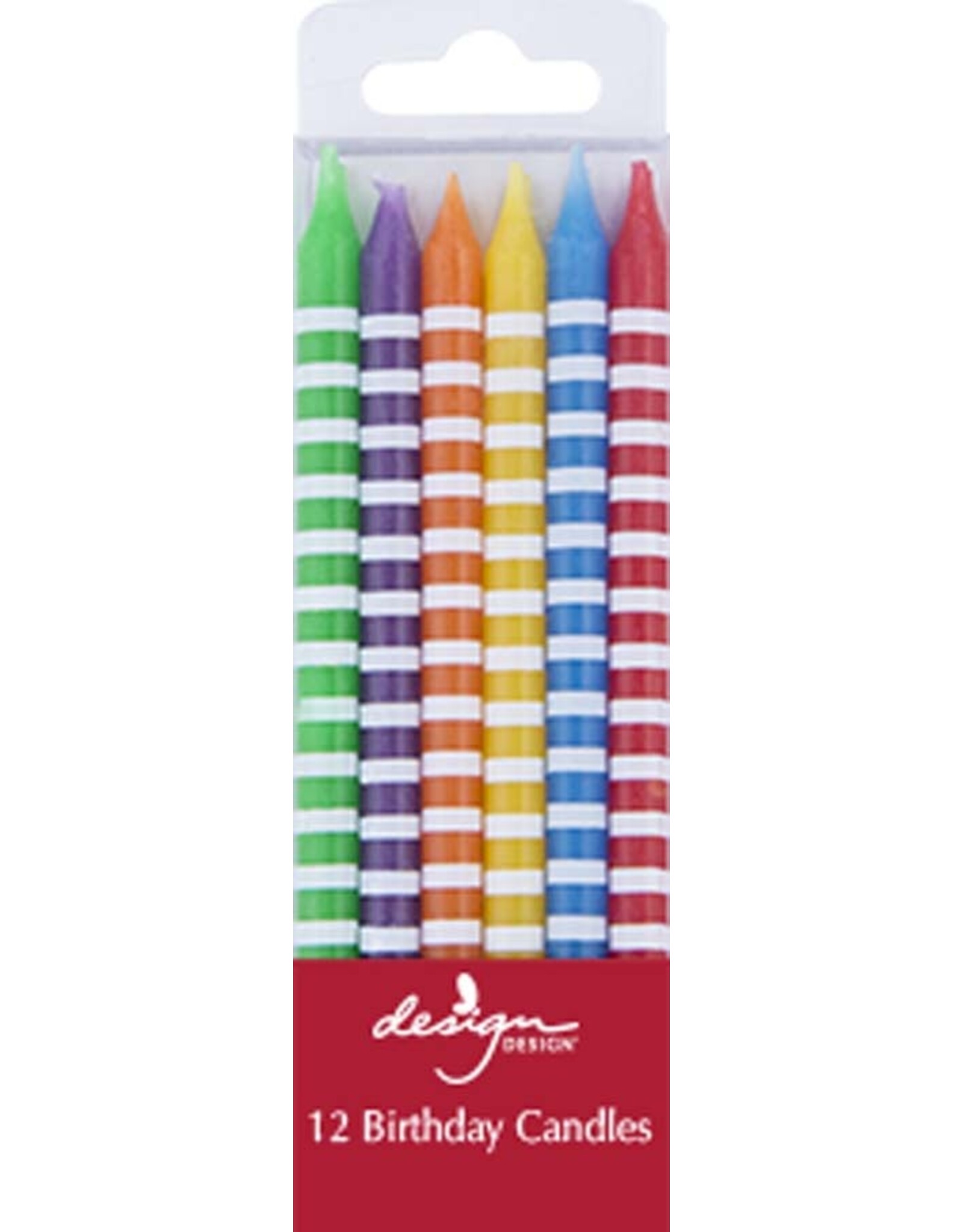 Design Design Tall Stick - Primary Stripes Birthday Candles