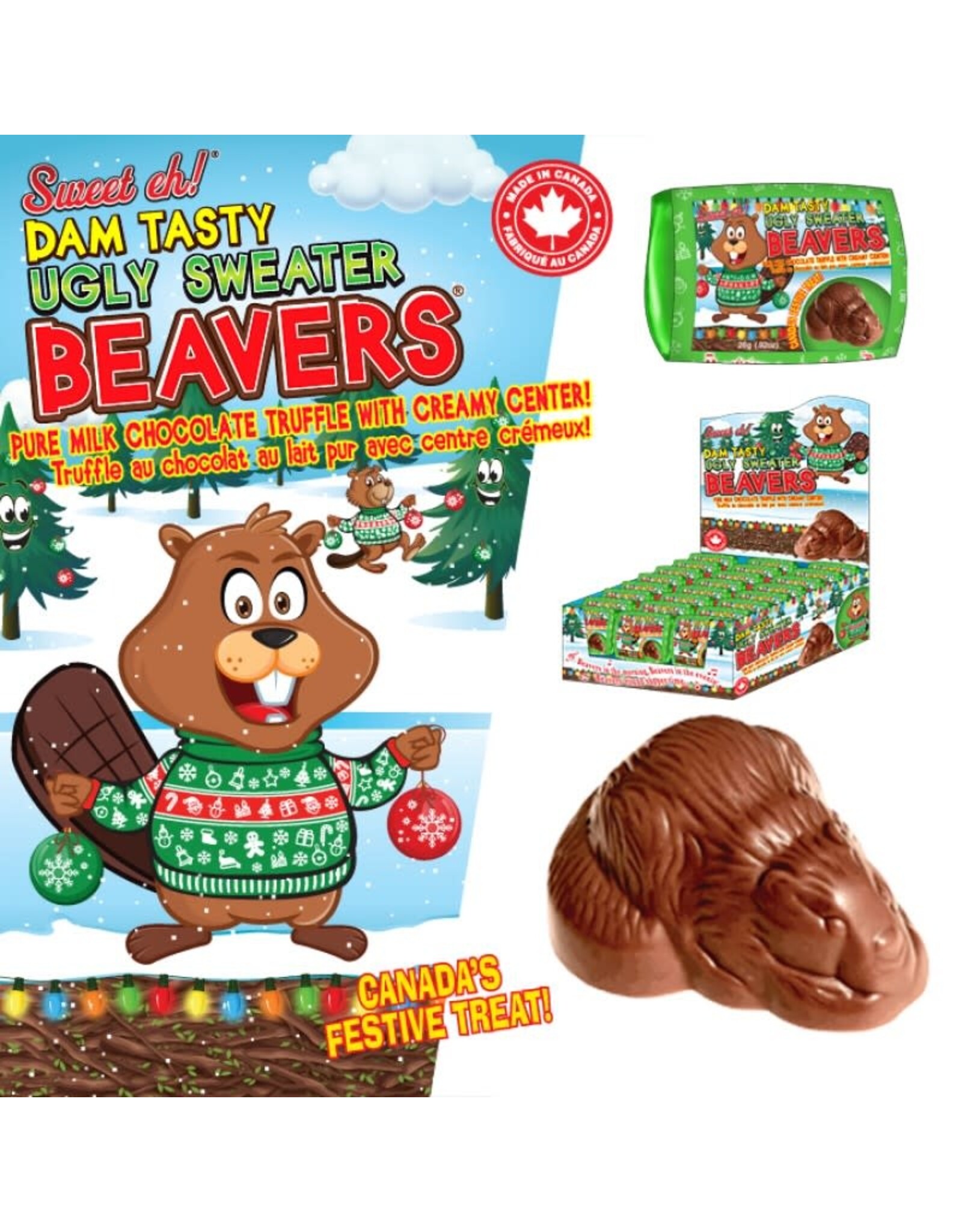 Dam Tasty Beavers  - Ugly Sweater Orange Truffle