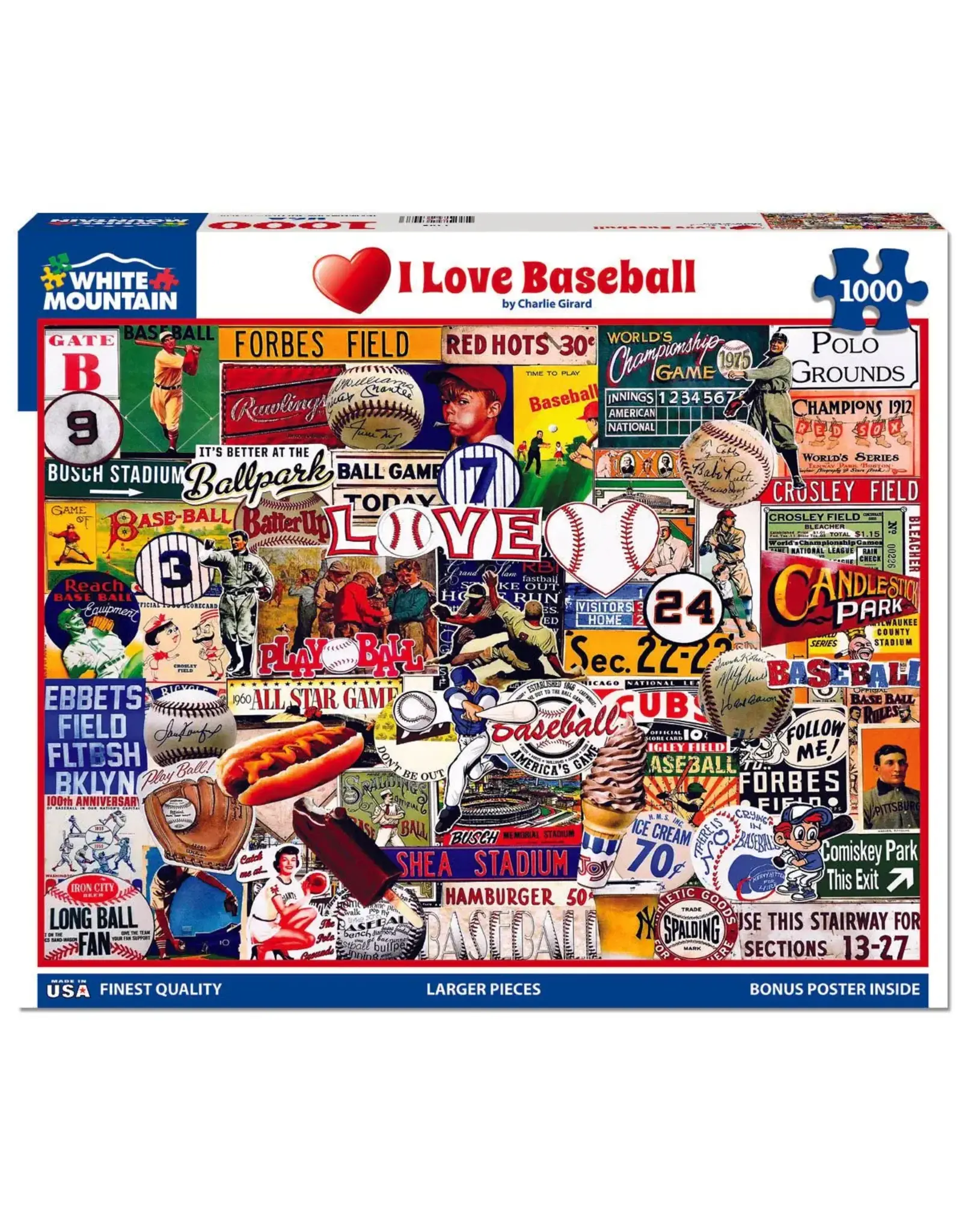 White Mountain Puzzles I Love Baseball 1000pc