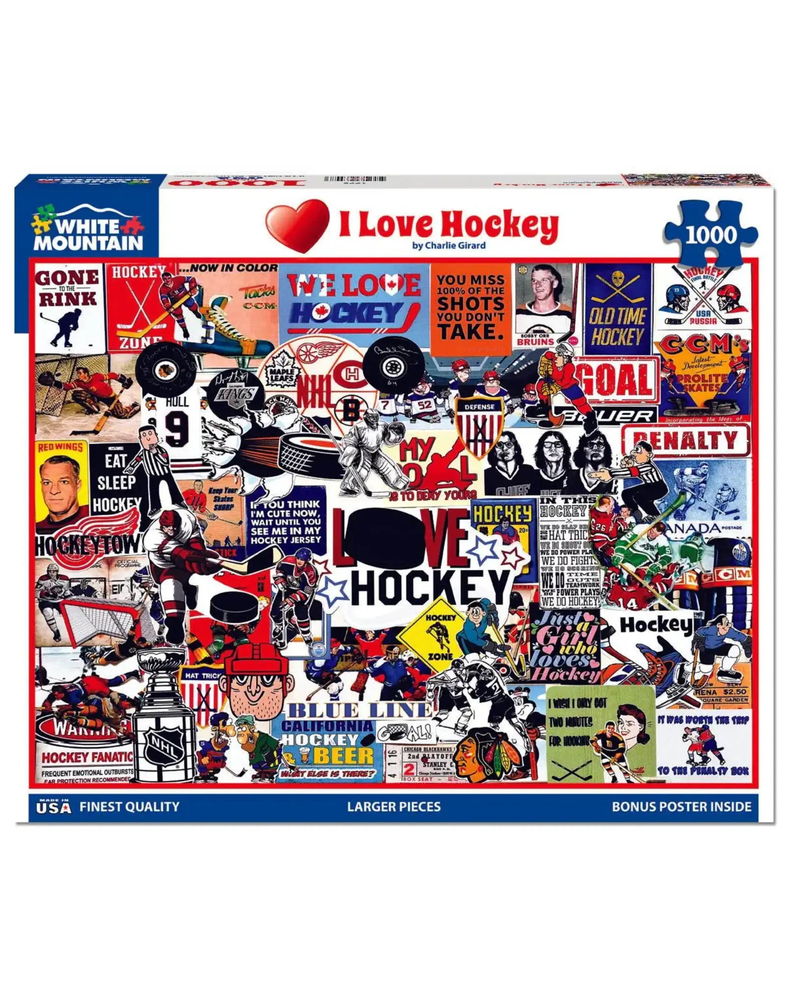 White Mountain Puzzles I Love Hockey 1000pc