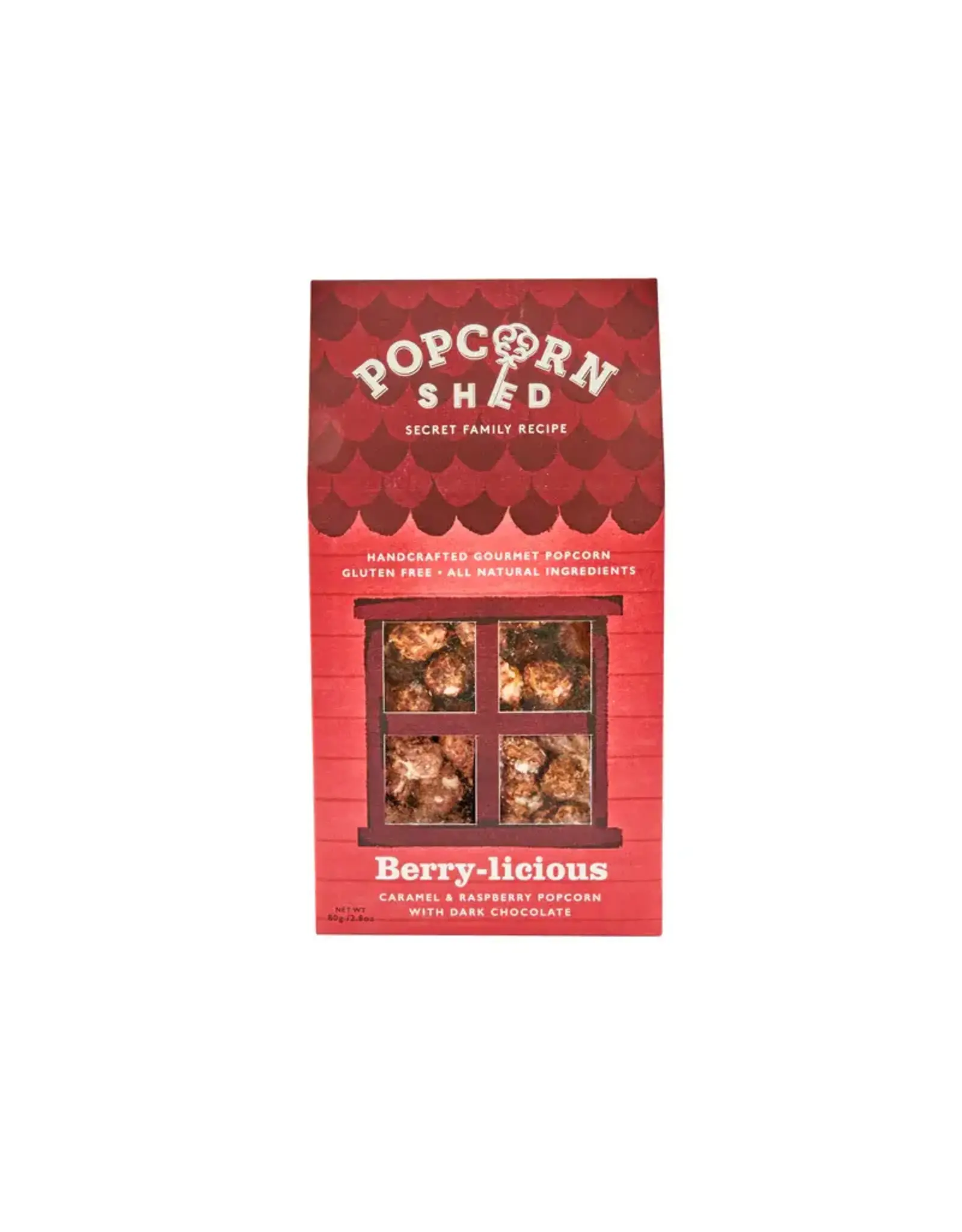 Popcorn Shed Berry-Licious Dark Chocolate, Caramel & Raspberry Popcorn 80g (British) Clearance final sale