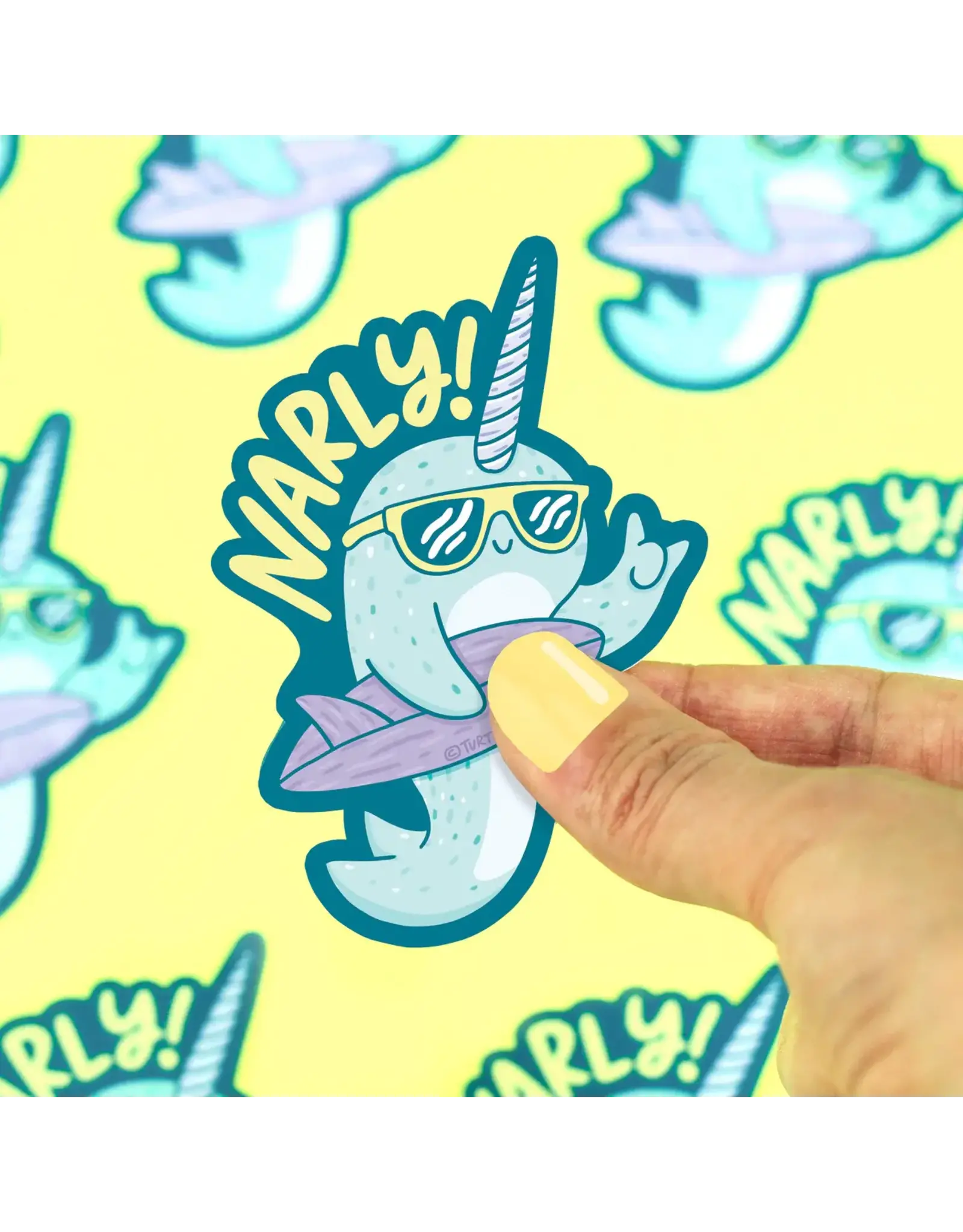 Turtle's Soup Surfing Narly Narwhal Vinyl Sticker