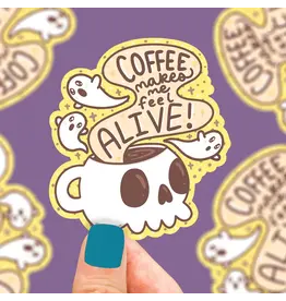Turtle's Soup Coffee Makes Me Feel Alive Vinyl Sticker