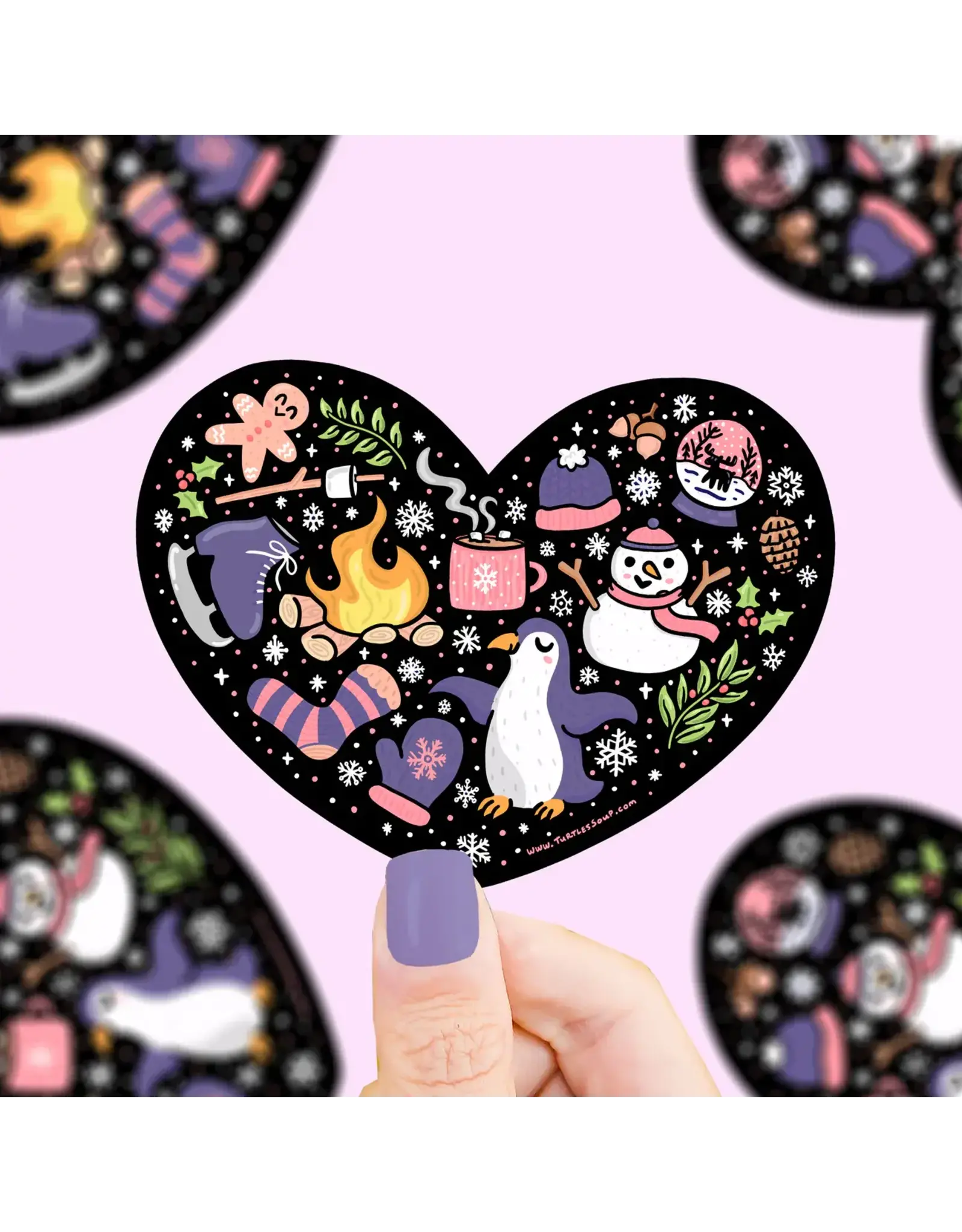 Turtle's Soup Winter Heart Cute Winter Things Vinyl Sticker