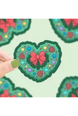 Turtle's Soup Holiday Heart Wreath Christmas Vinyl Sticker