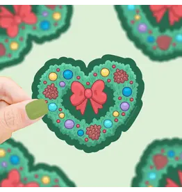 Turtle's Soup Holiday Heart Wreath Christmas Vinyl Sticker