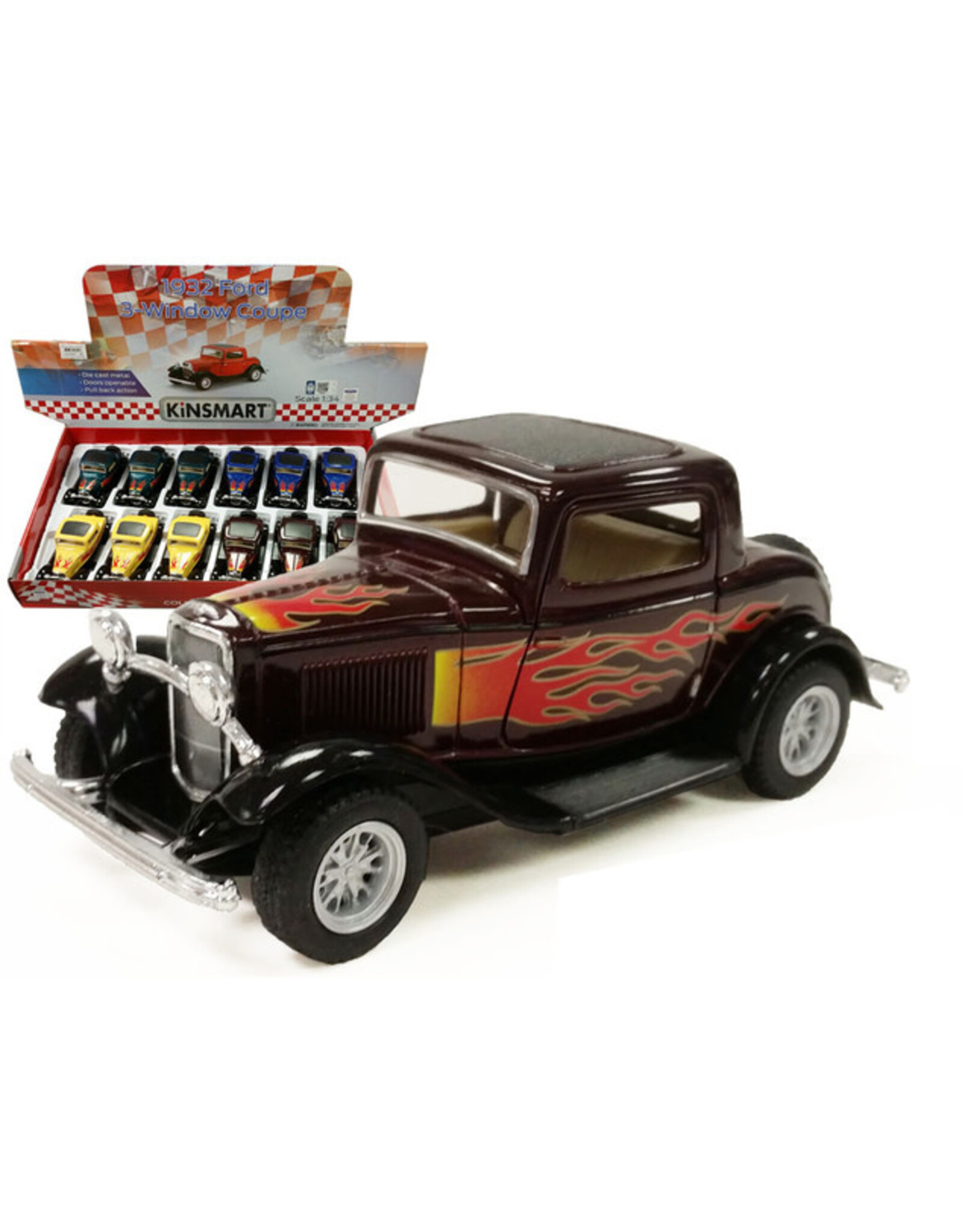Die Cast 5" 1932 Ford 3-Wiindows Coupe Flame