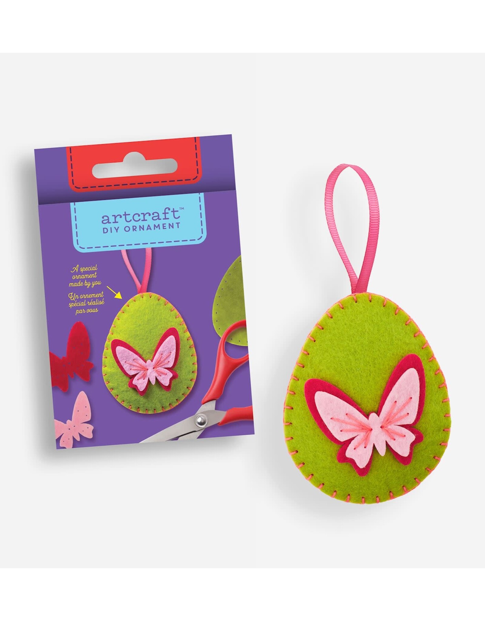 GiftCraft DIY Felt Ornament Kit, Green Egg